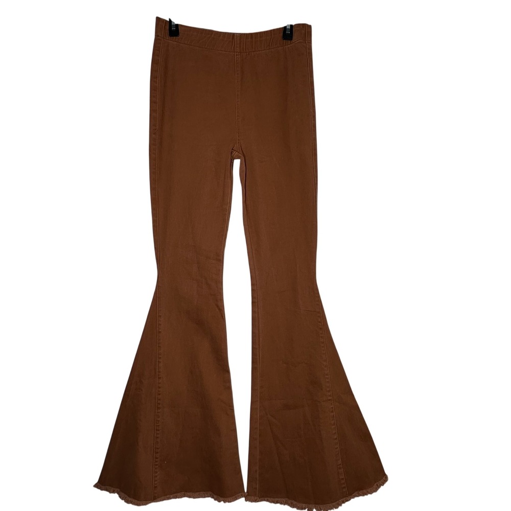 Newbury‎ Kustom Rust Brown Flare Bell Bottom Pants High Rise Frayed Hem Medium
